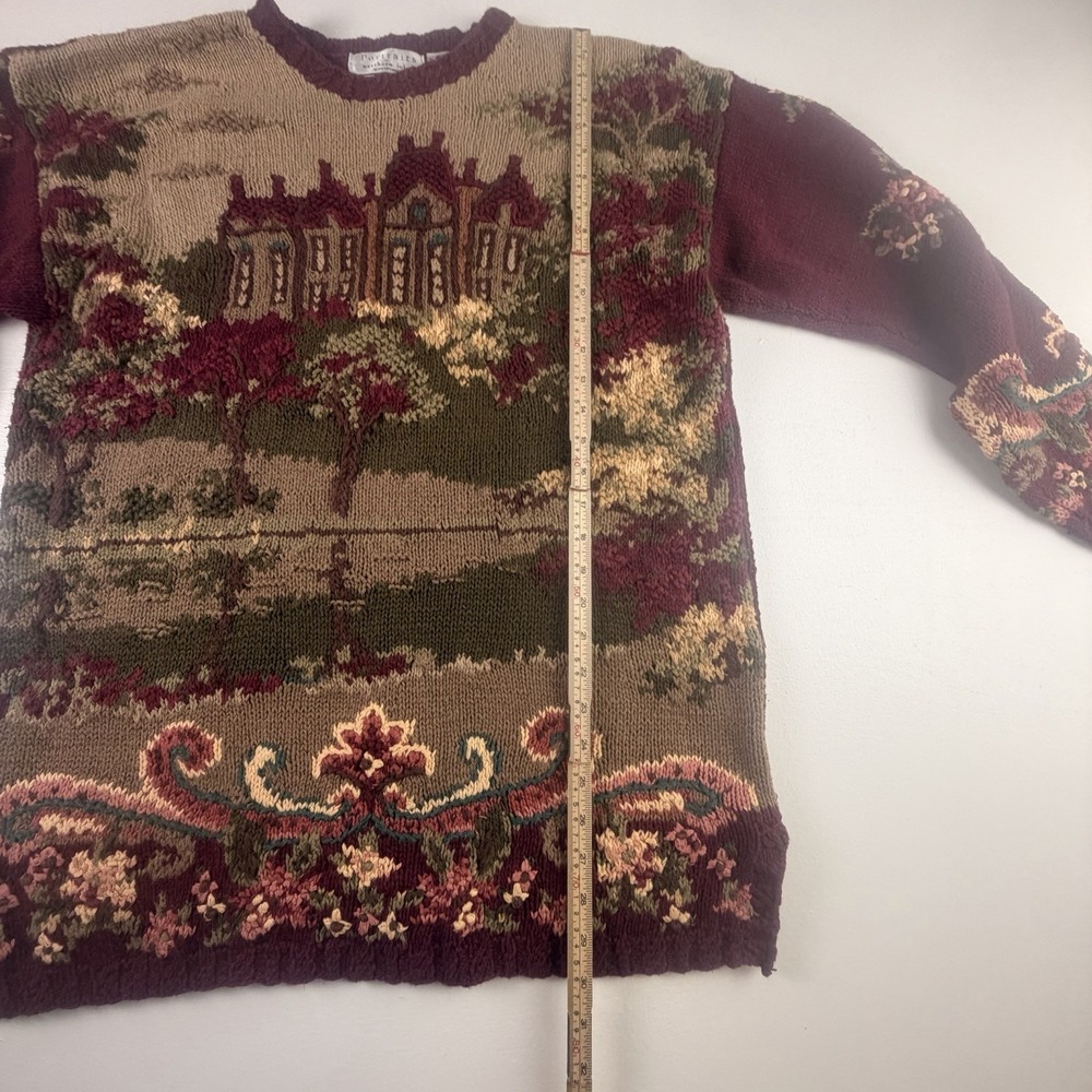 Vintage Country Mansion House Hand‎ Knitted Floral Sweater Northern Isle Large - Picture 10 of 16